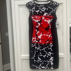 London Times Red and Black Floral Sheath Dress Size 12. NWT